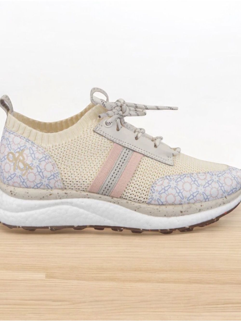 OTBT Cream Knit Slip-On Sneaker with Pink Stripes